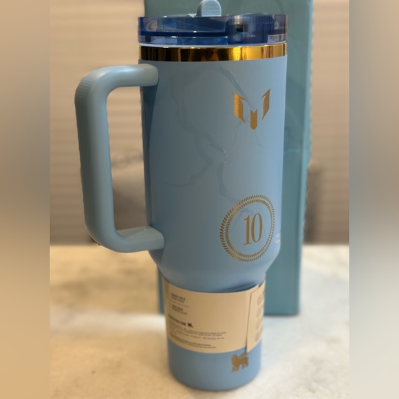 The Messi x Stanley Blue Unique Design Quencher ProTour Flip Straw Tumbler, 40oz - Picture 12 of 13